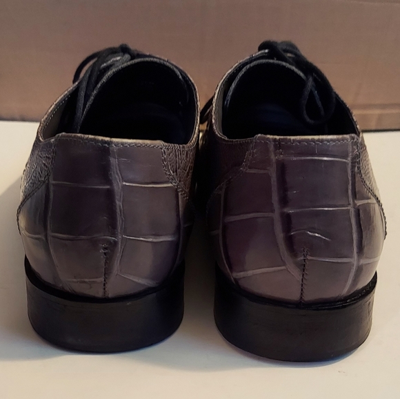 Men's croc embossed leather gray dress shoes by Stacy Adams - Picture 10 of 15